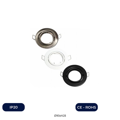 [IC52609-B] Anneau D'encastrement Réglable Rond Pour LED GU10 MR16 - Ø90mm