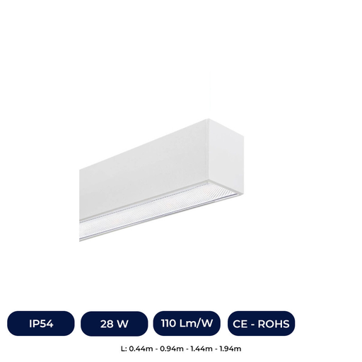 [ICB-40061-R-4K] Barre Linéaire LED - 0,44m - 0,94m - 1,44m - 1,94m - IP54 - Gradable