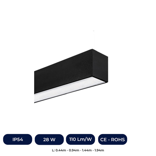 [ICN-30061-R-4K] Barre Linéaire LED - 0,44m - 0,94m - 1,44m - 1,94m - IP54 - Gradable