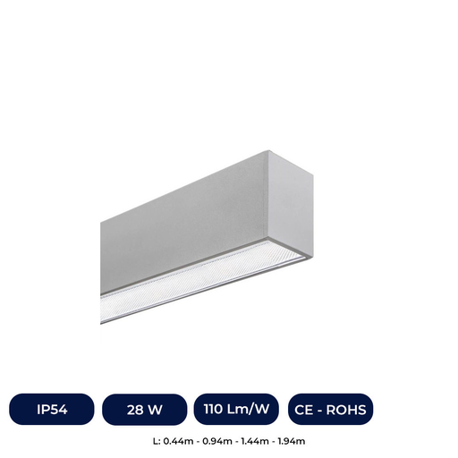 [ICP-20061-R-4K] Barre Linéaire LED - 0,44m - 0,94m - 1,44m - 1,94m - IP54 - Gradable